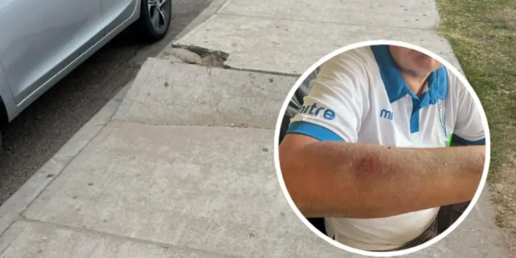Mal estado de vereda en la Avenida del Mar deja a un adulto mayor lesionado