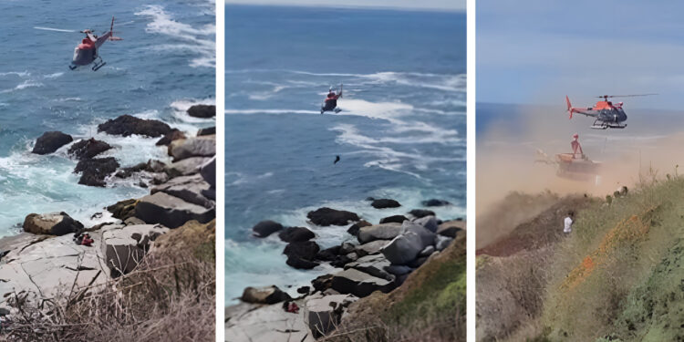Quintero: Surfistas y helicóptero naval salvaron a persona que cayó en los acantilados